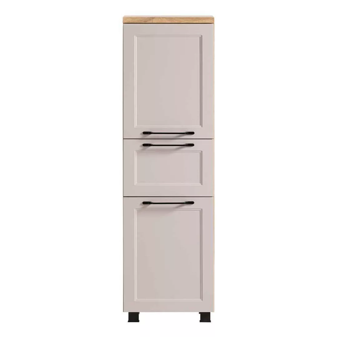 Badschrank Badhochschrank mit Holzwerkstoff Oberfläche und Metallgriffen günstig online kaufen