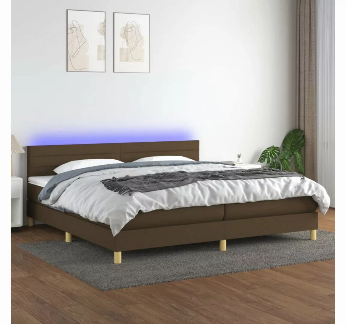 vidaXL Boxspringbett Boxspringbett mit Matratze LED Dunkelbraun 200x200 cm günstig online kaufen