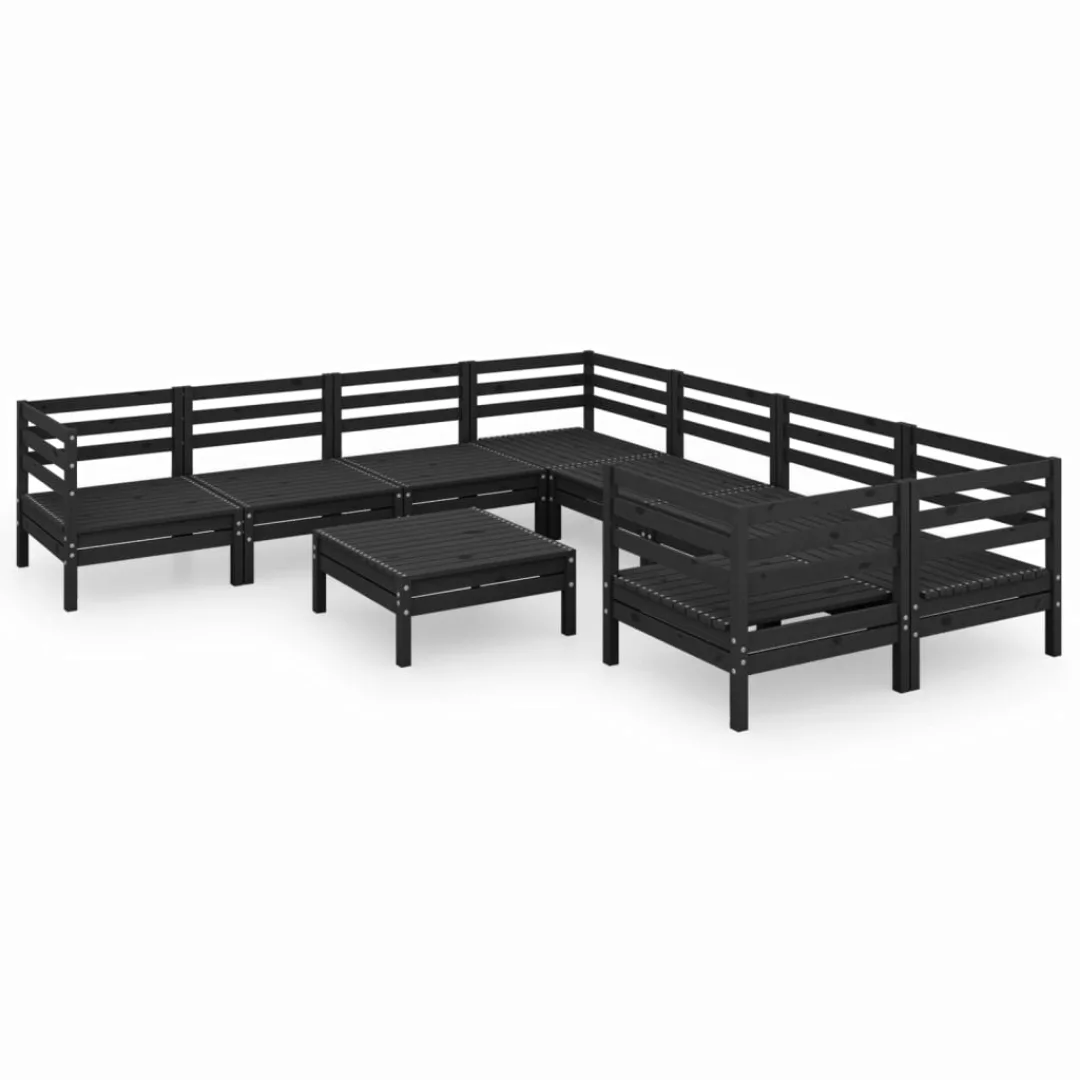 9-tlg. Garten-lounge-set Schwarz Massivholz Kiefer günstig online kaufen