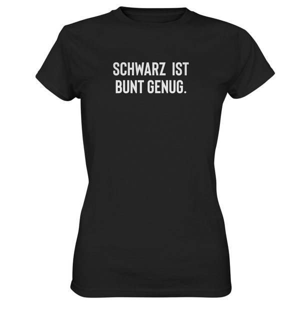 RABUMSEL Print-Shirt Schwarz ist bunt genug - Frauen T-Shirt günstig online kaufen