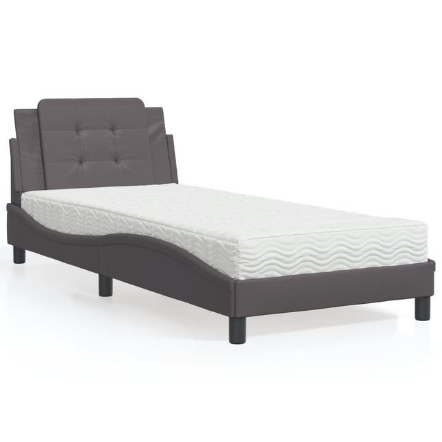 vidaXL Bett Bett mit Matratze Grau 80x200 cm Kunstleder günstig online kaufen