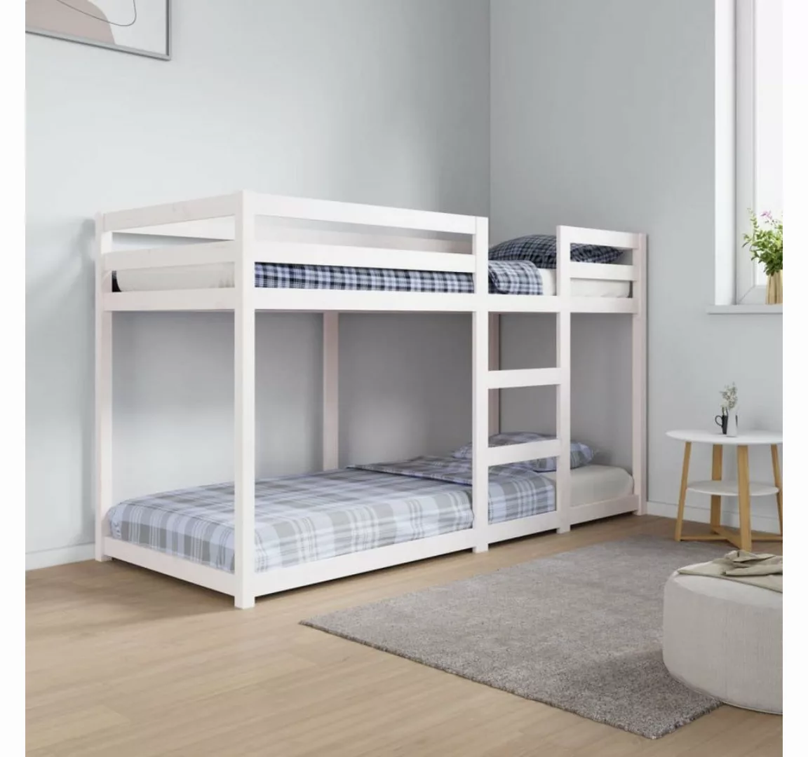 vidaXL Bettgestell Etagenbett Weiß 75x190 cm Massivholz Kiefer Bett Bettges günstig online kaufen