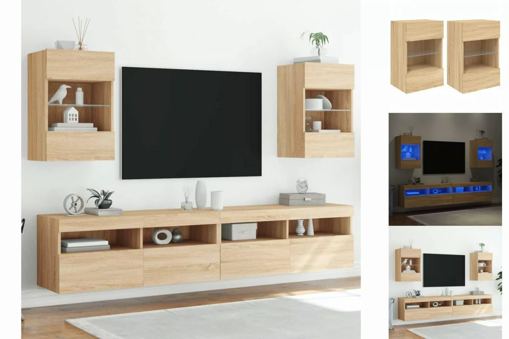 vidaXL TV-Schrank TV-Wandschränke mit LED-Leuchten 2 Stk Sonoma-Eiche günstig online kaufen