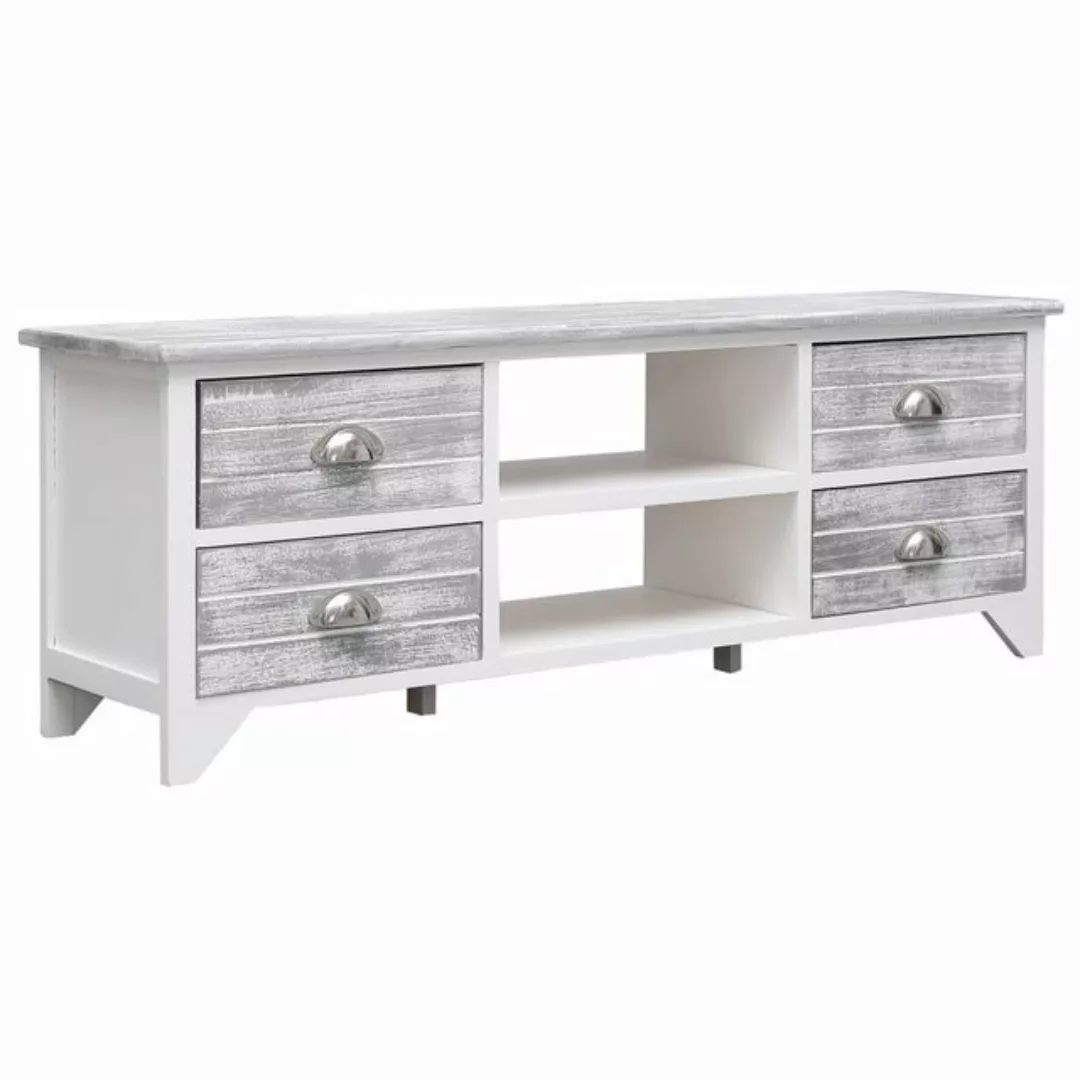 vidaXL TV-Schrank TV-Schrank Weiß und Grau 108x30x40 cm Massivholz Paulowni günstig online kaufen