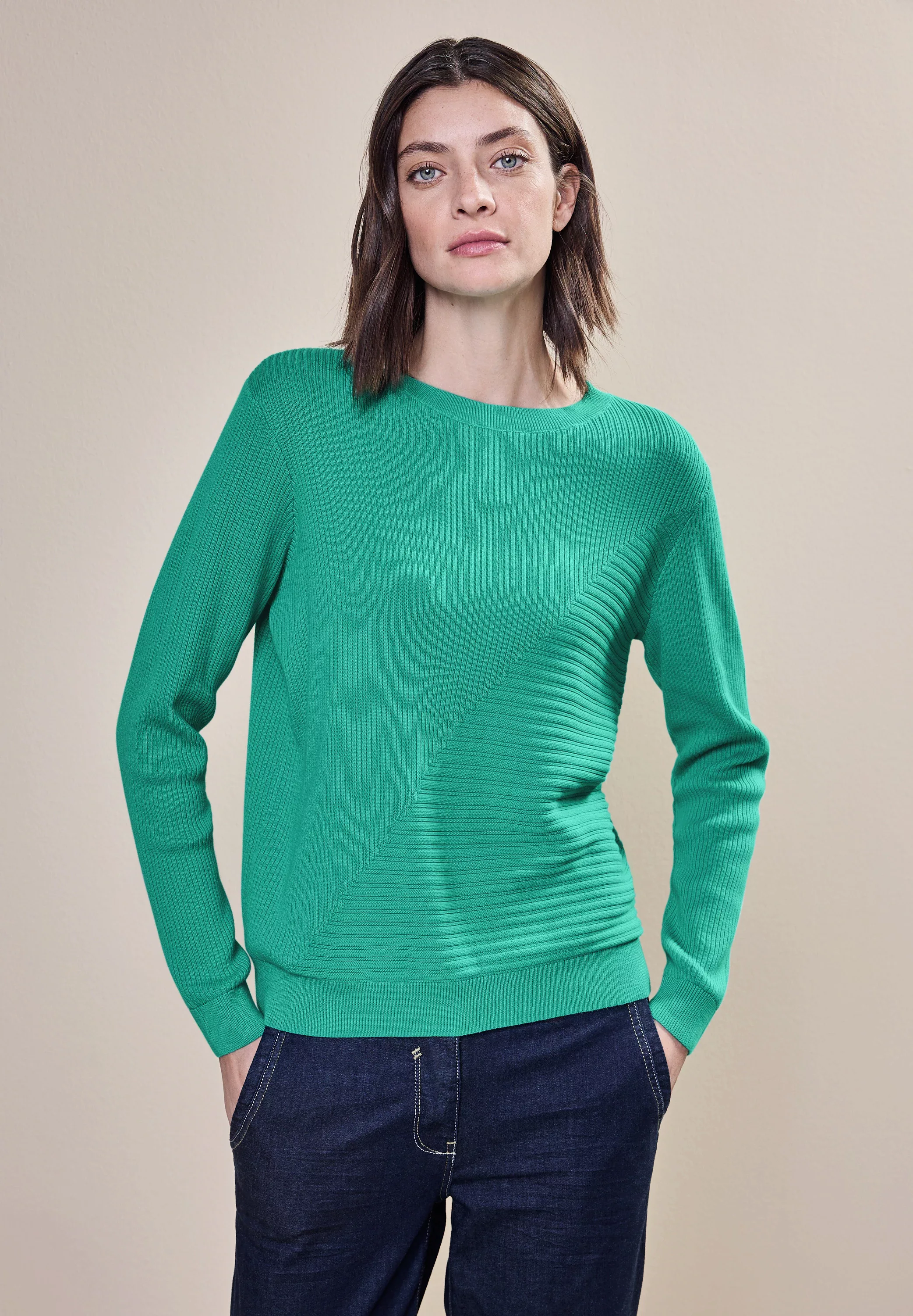 Cecil Strickpullover – Pullover mit Rippstrukturmix günstig online kaufen