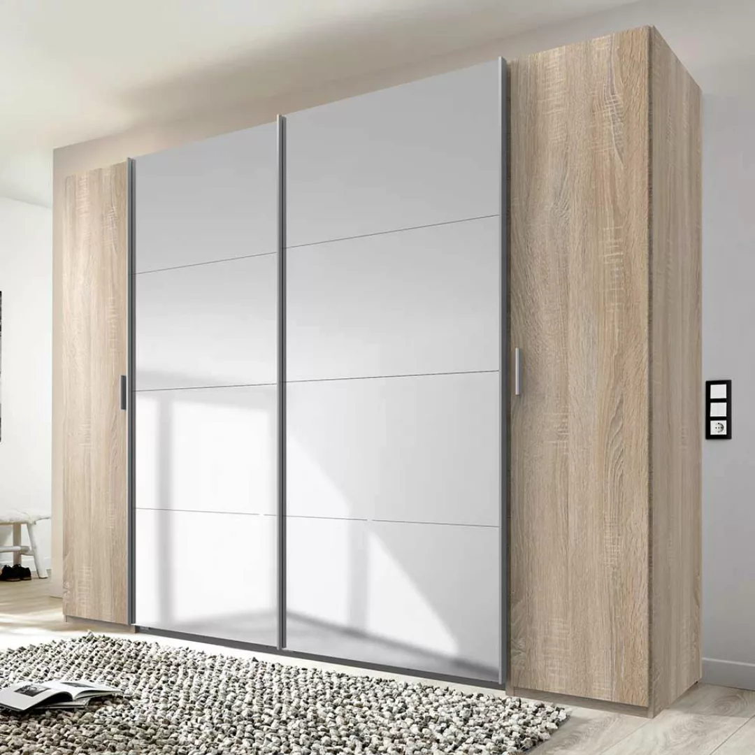 XL Spiegelkleiderschrank 272 cm breit Dreh- und Schiebetüren günstig online kaufen