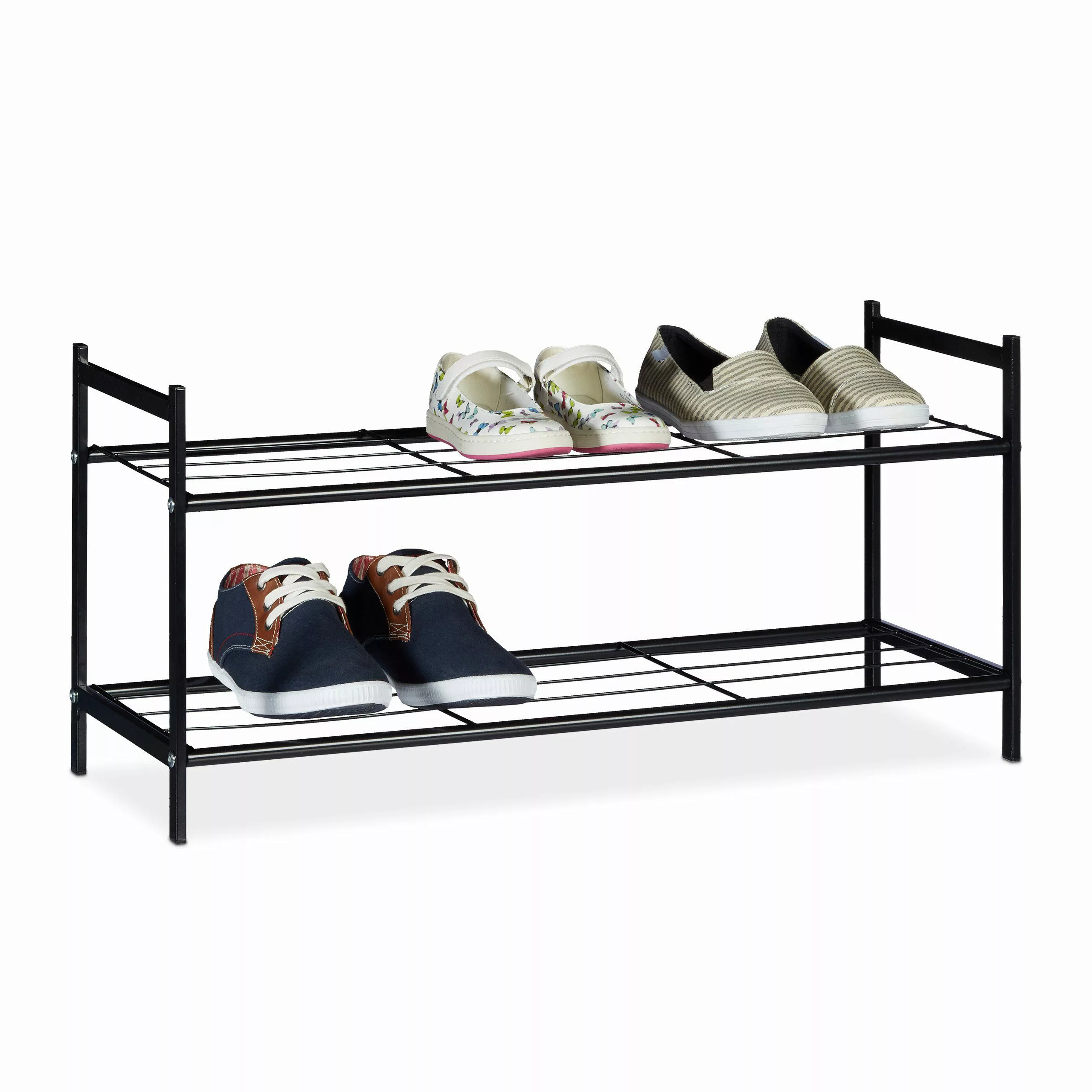 relaxdays Schuhregal mit 2 Ebene, Schwarz günstig online kaufen