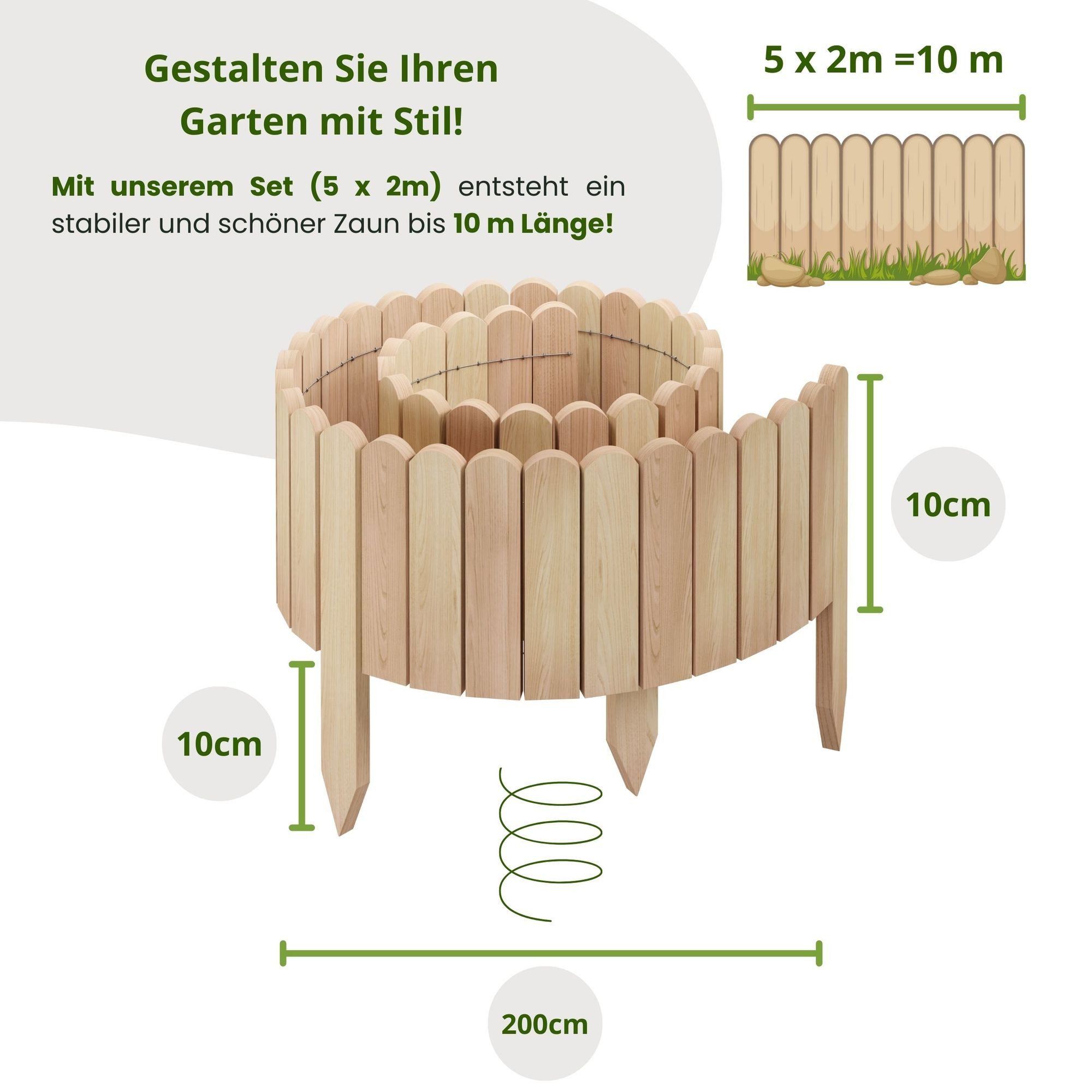 Floranica Palisade Beeteinfassung Beetumrandung Flexibler Holzzaun günstig online kaufen