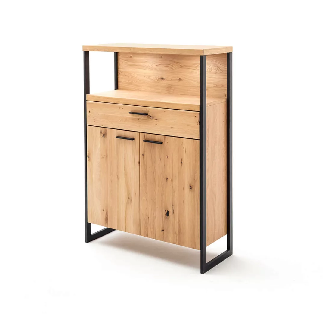 Highboard mit Beleuchtung in Eiche Bianco geölt (teilmassiv) SOMBOR-05, B/H günstig online kaufen