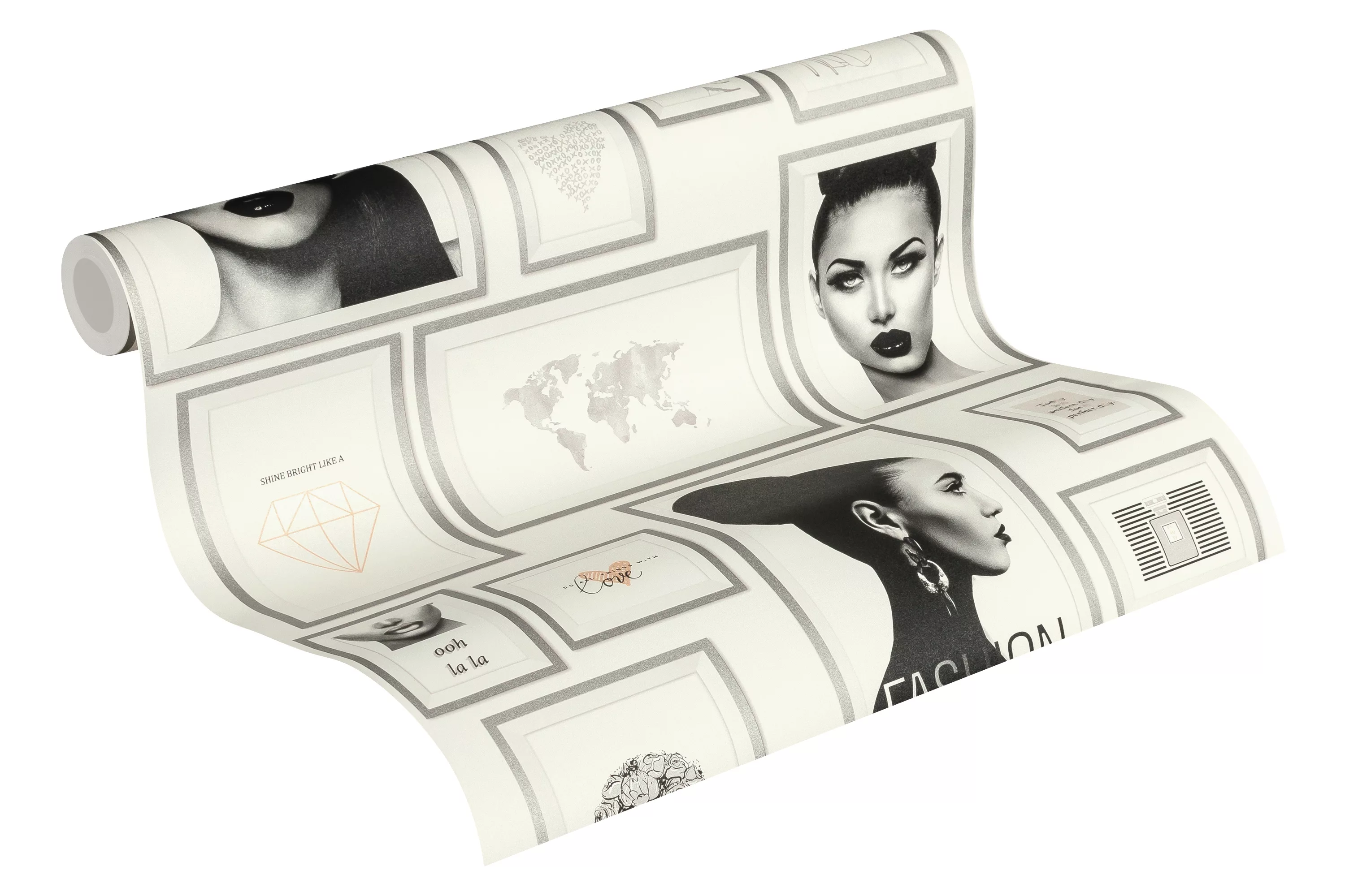 Bricoflor Tapete mit Bilderrahmen Patchwork Vliestapete Schwarz Weiß für Sc günstig online kaufen