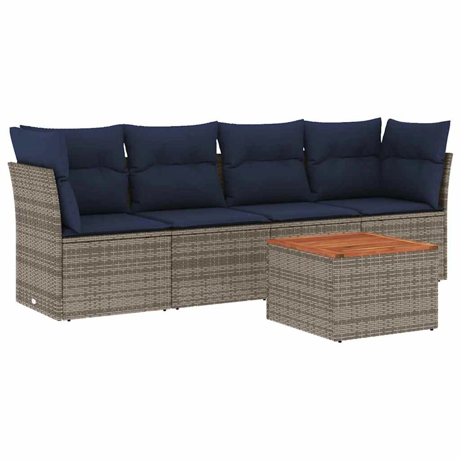 vidaXL 5-Tlg Garten-Sofagarnitur mit Kissen Grau Poly Rattan 3255809 günstig online kaufen