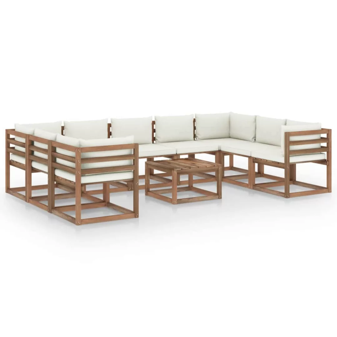 10-tlg. Garten-lounge-set Mit Creme Kissen günstig online kaufen