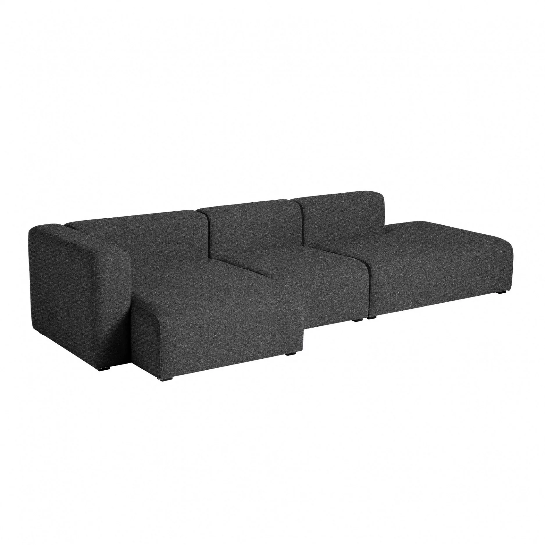 HAY - Mags 3-Sitzer Sofa links 321x127,5x67cm - schwarz/Stoff Divina 191/Fü günstig online kaufen