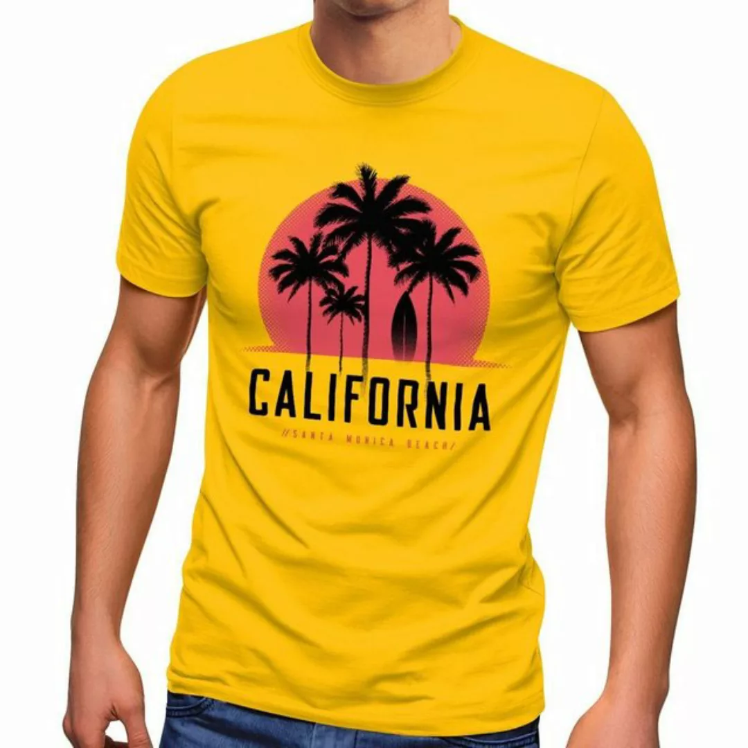 Neverless Print-Shirt Herren T-Shirt California Palmen Santa Monica Beach S günstig online kaufen