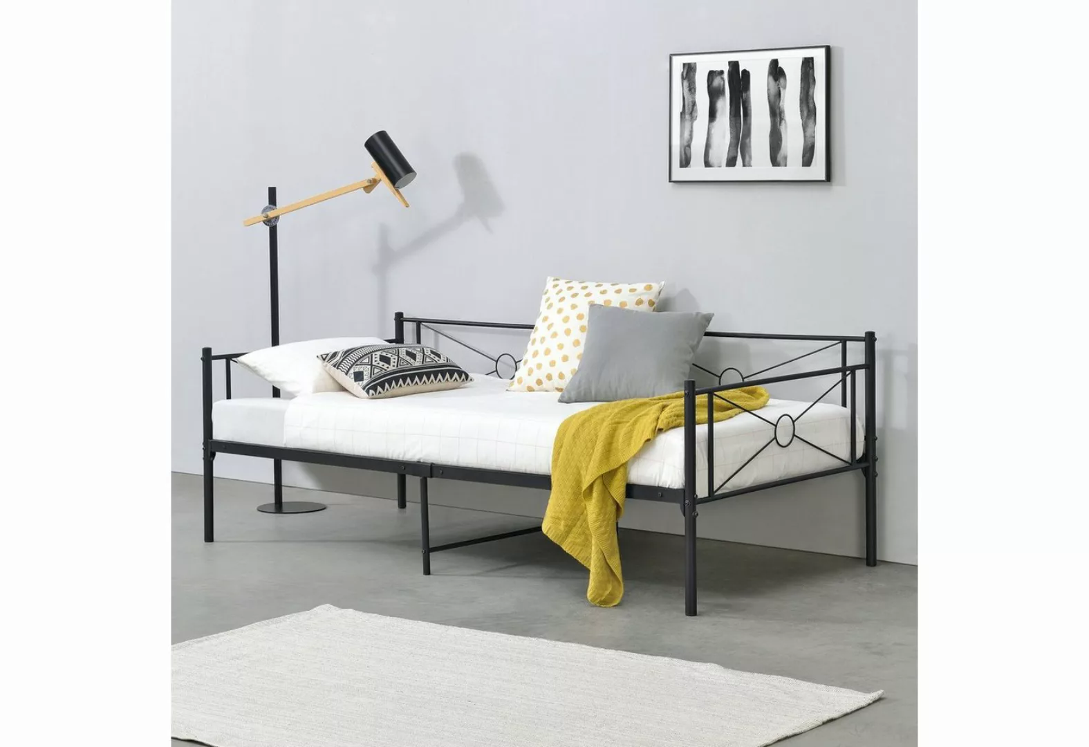 en.casa Metallbett 90x200cm mit Kopf- und Fußteil Tagesbett mit Lattenrost günstig online kaufen