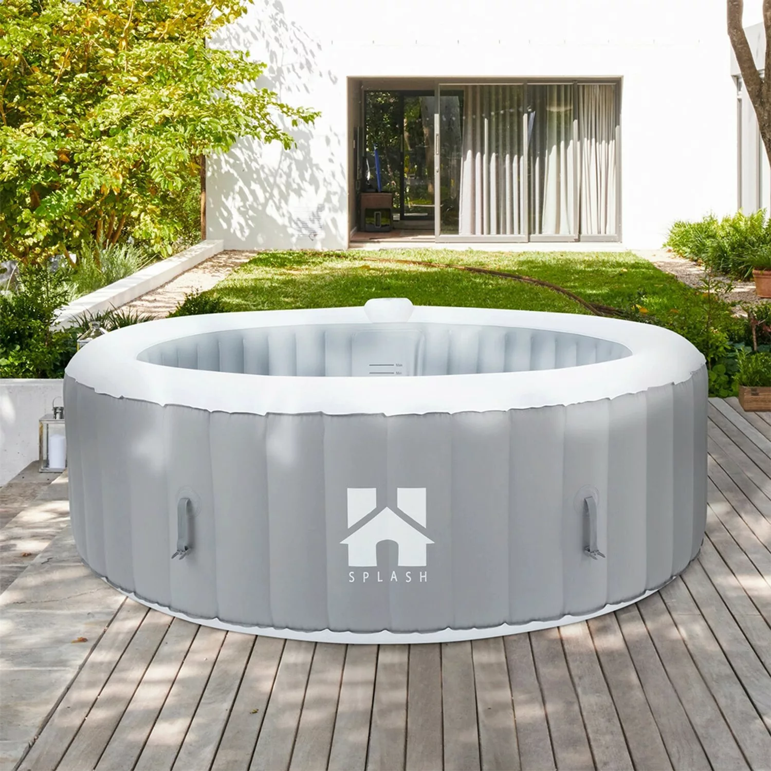 Home Deluxe Whirlpool Splash Ø 208 cm x 65 cm Rund Grau günstig online kaufen