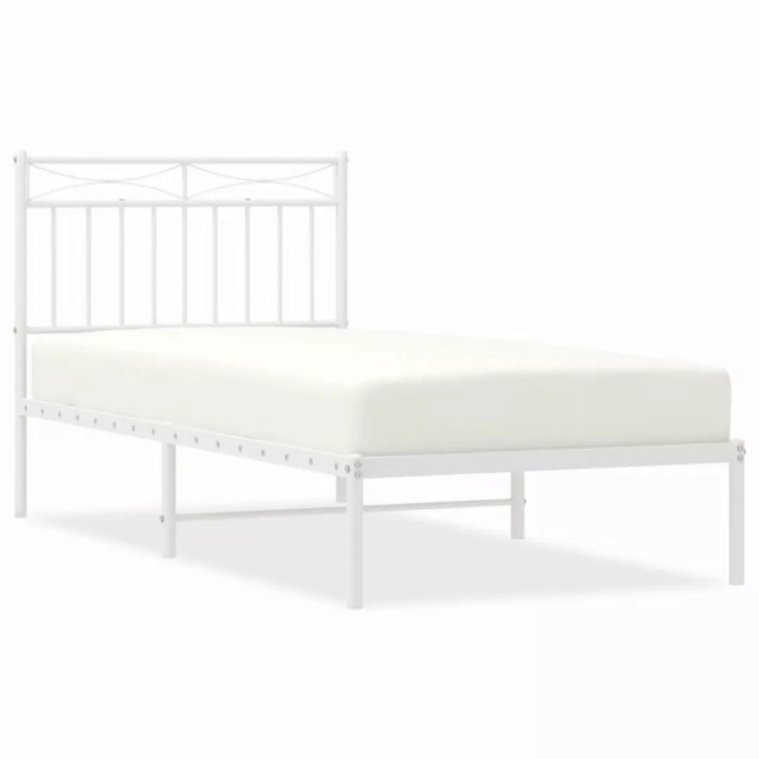 vidaXL Bett Bettgestell mit Kopfteil Metall Weiß 90x200 cm günstig online kaufen