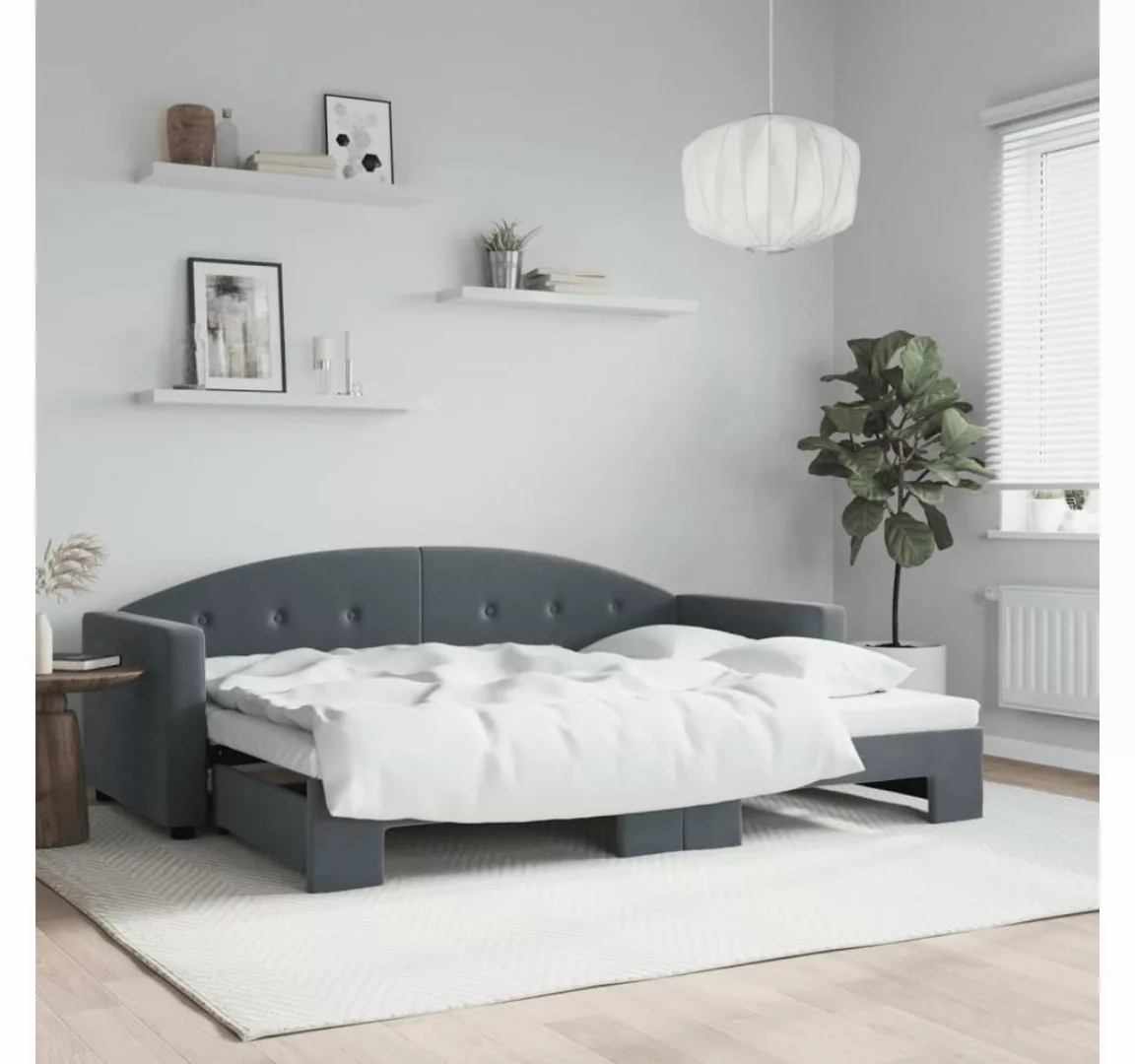 vidaXL Bett, Tagesbett Ausziehbar Dunkelgrau 80x200 cm Samt günstig online kaufen