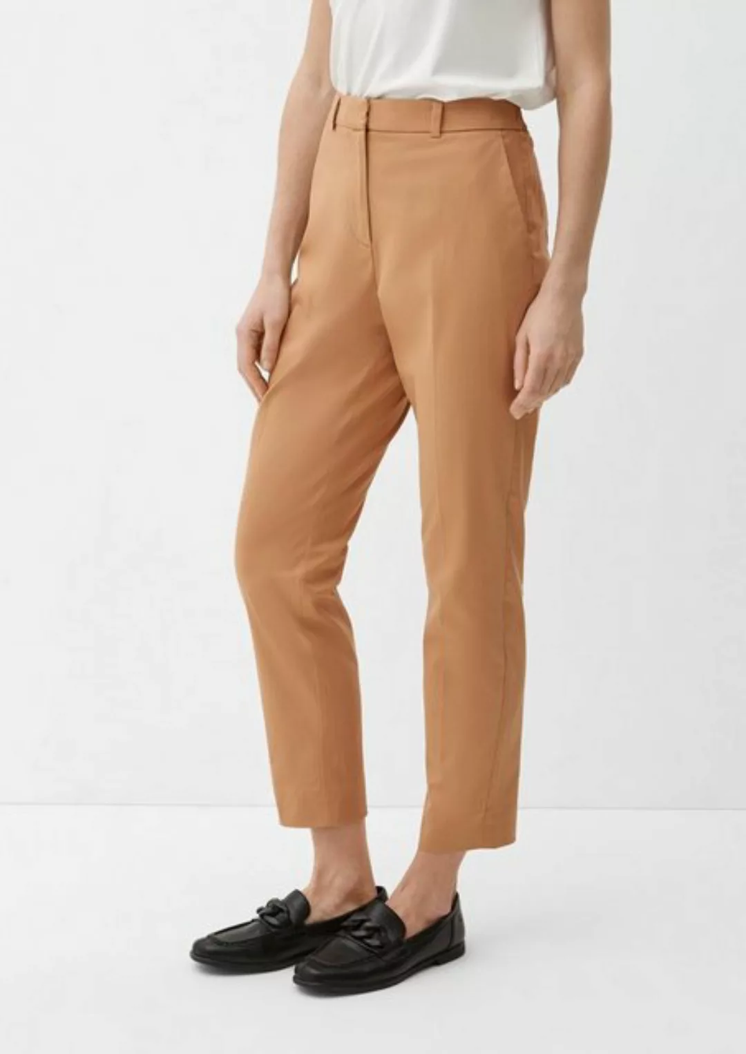 s.Oliver BLACK LABEL 7/8-Hose Slim: Chinohose mit Bundfalte günstig online kaufen