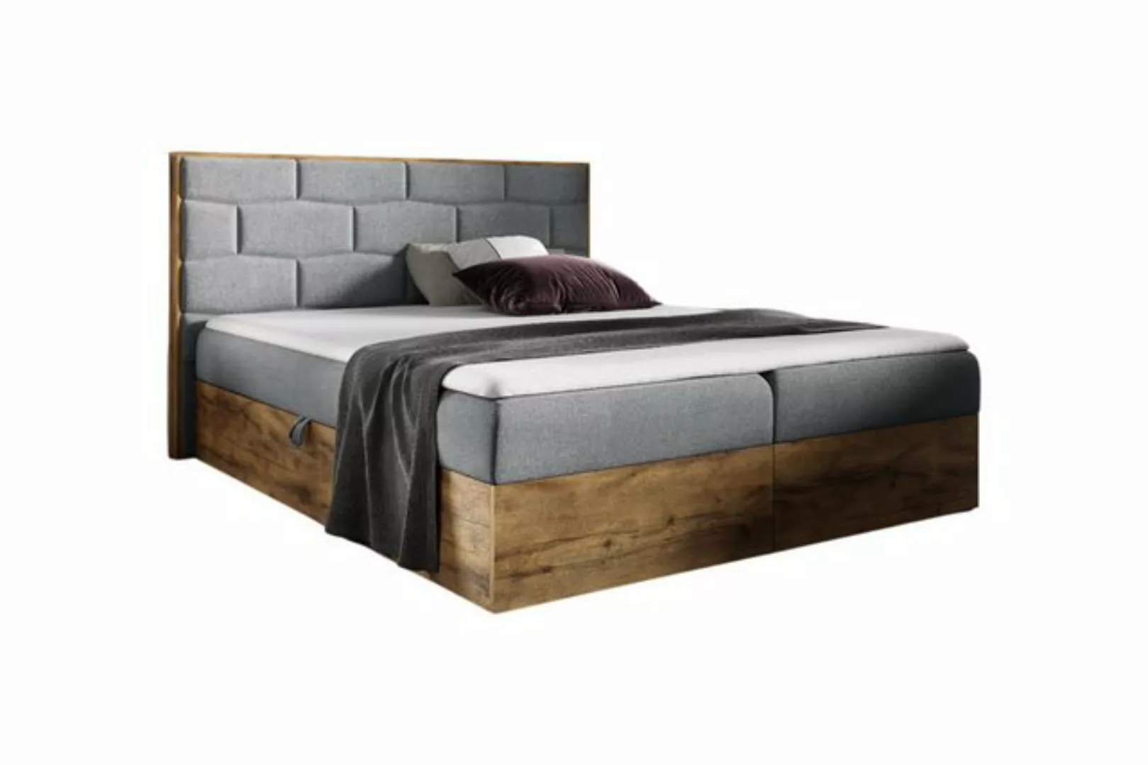 yourhouse24 Boxspringbett Boxspringbett Wood IX Hotelbett Mit Zwei Bettkast günstig online kaufen