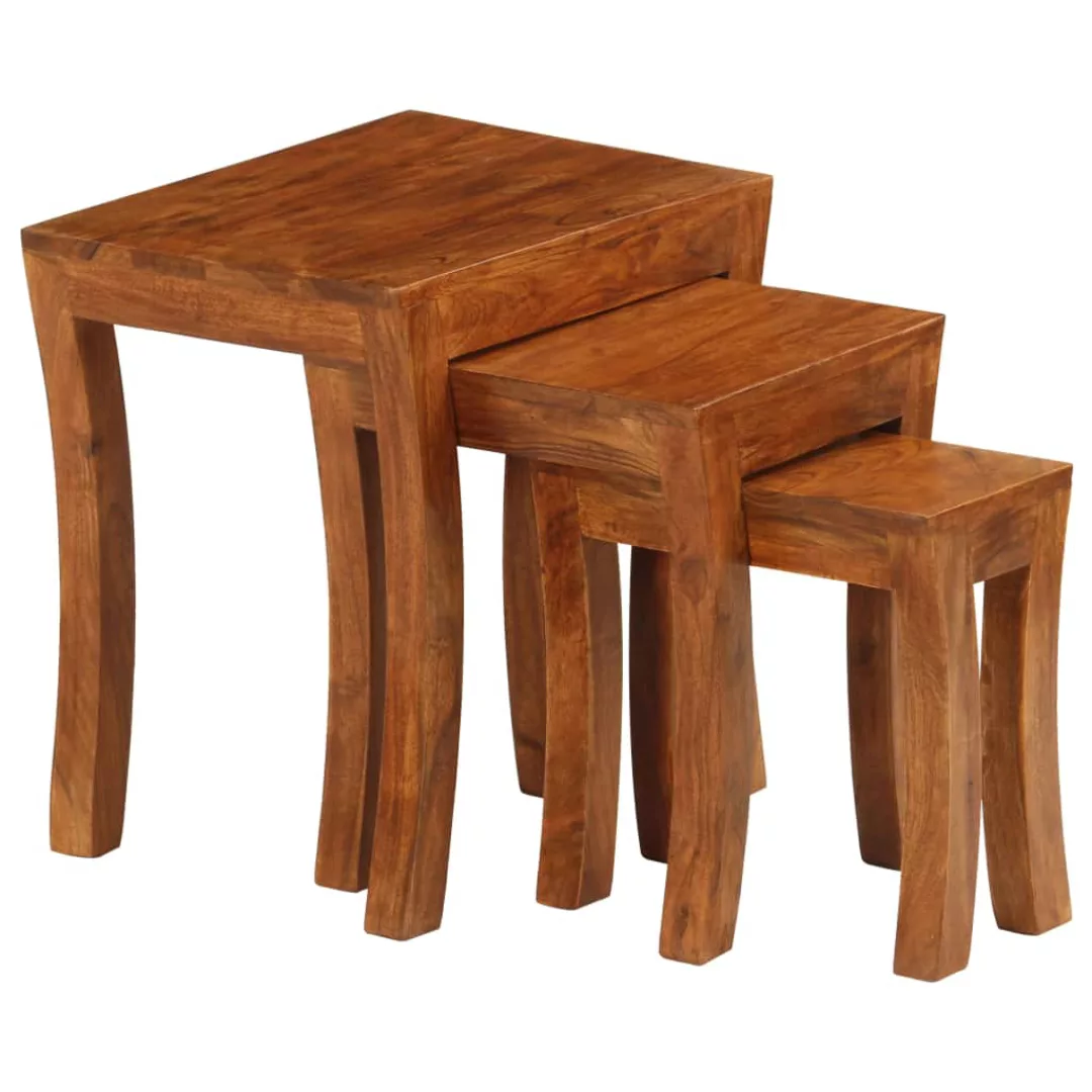 Satztisch-set 3-tlg. Akazienholz Massiv 50 X 35 X 50 Cm Braun günstig online kaufen