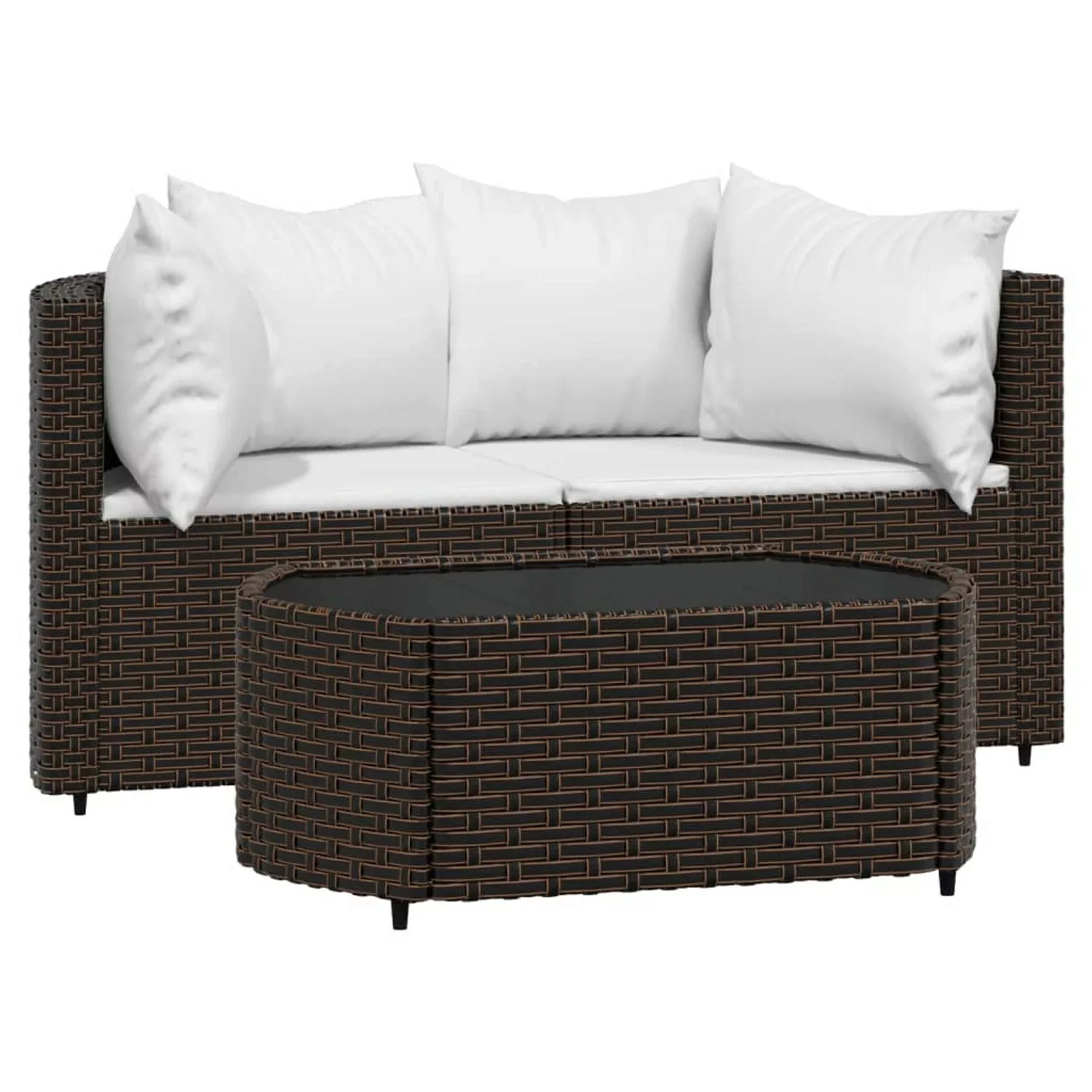 Vidaxl 3-tlg. Garten-lounge-set Mit Kissen Braun Poly Rattan günstig online kaufen