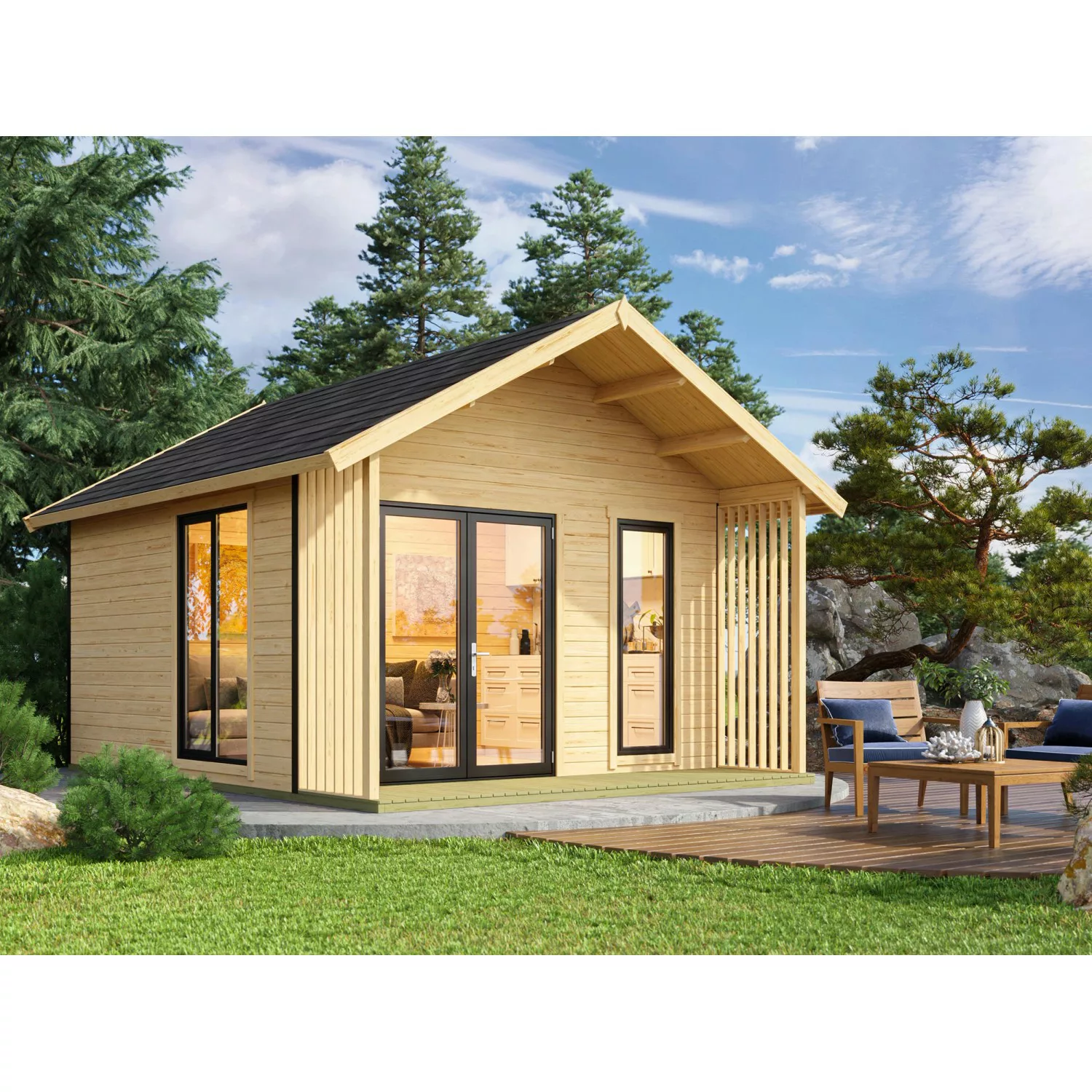 Weka Design-Gartenhaus M 445 Gr. 1 Natur Unbehandelt 448,5 cm x 520 cm FSC® günstig online kaufen