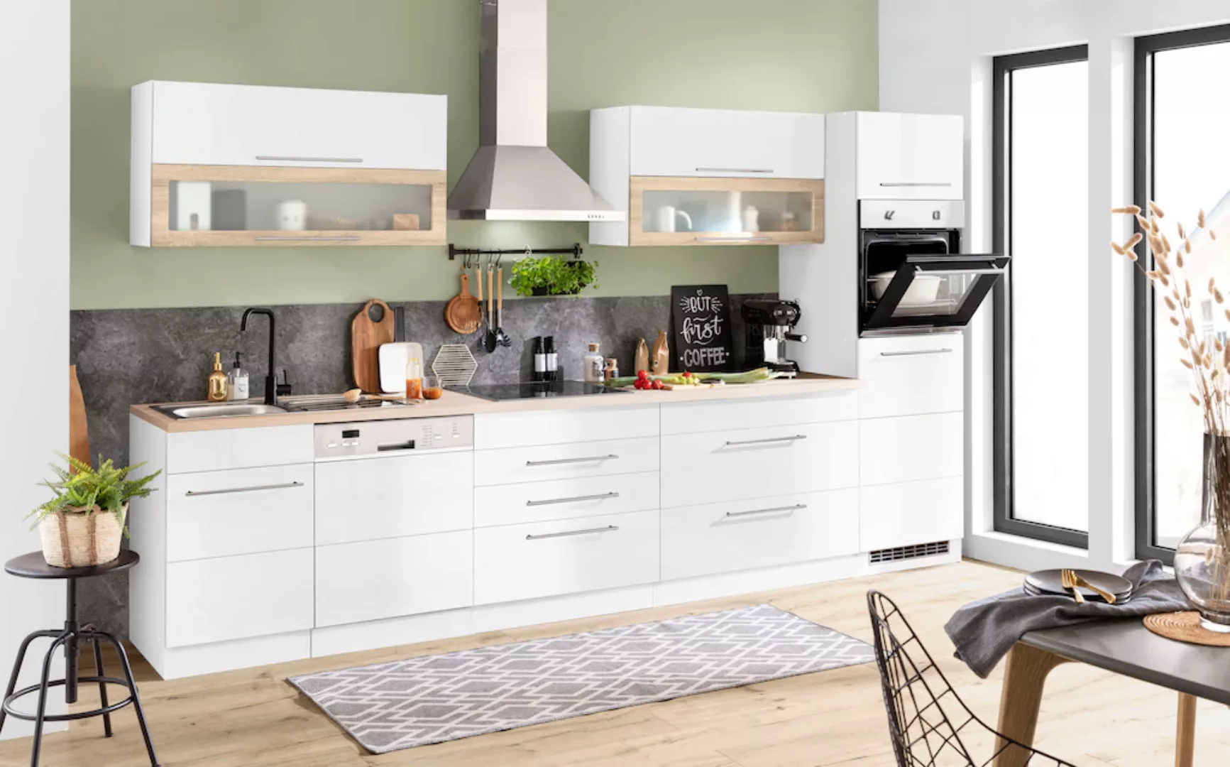 Kochstation Küchenzeile "KS-Wien", Breite 350 cm, wahlweise mit E-Geräten u günstig online kaufen