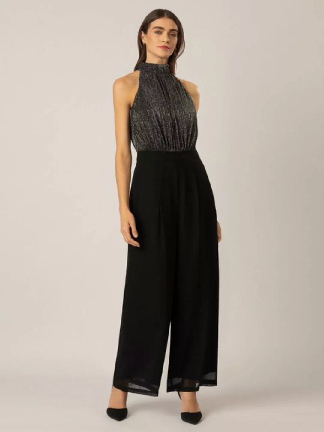 Apart Jumpsuit aus gestreiften und plissierten Jerseyware und Chiffon günstig online kaufen