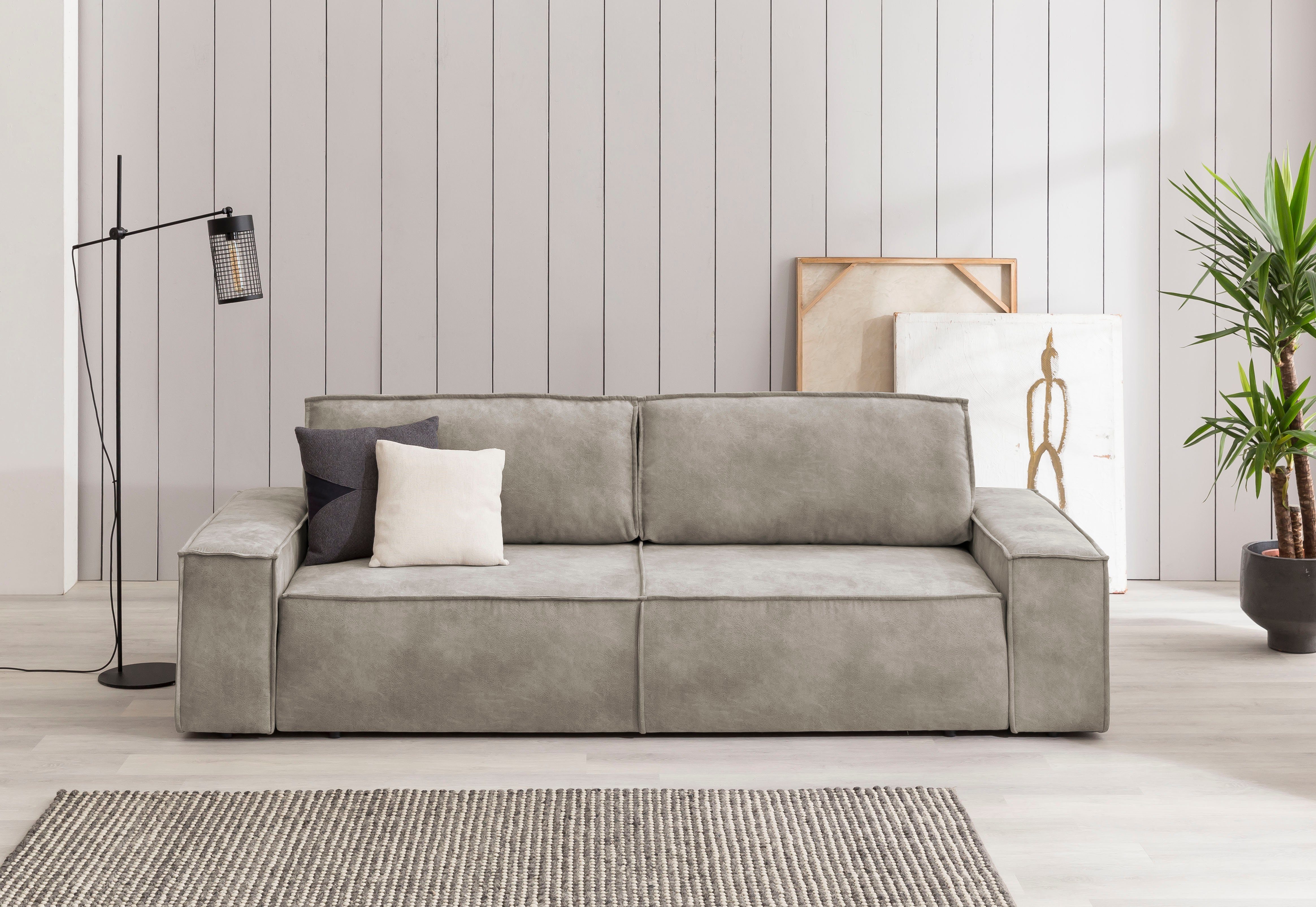 Home affaire 3-Sitzer "SHERWOOD Schlafsofa (257cm) Cord, Samtvelours, Vinta günstig online kaufen