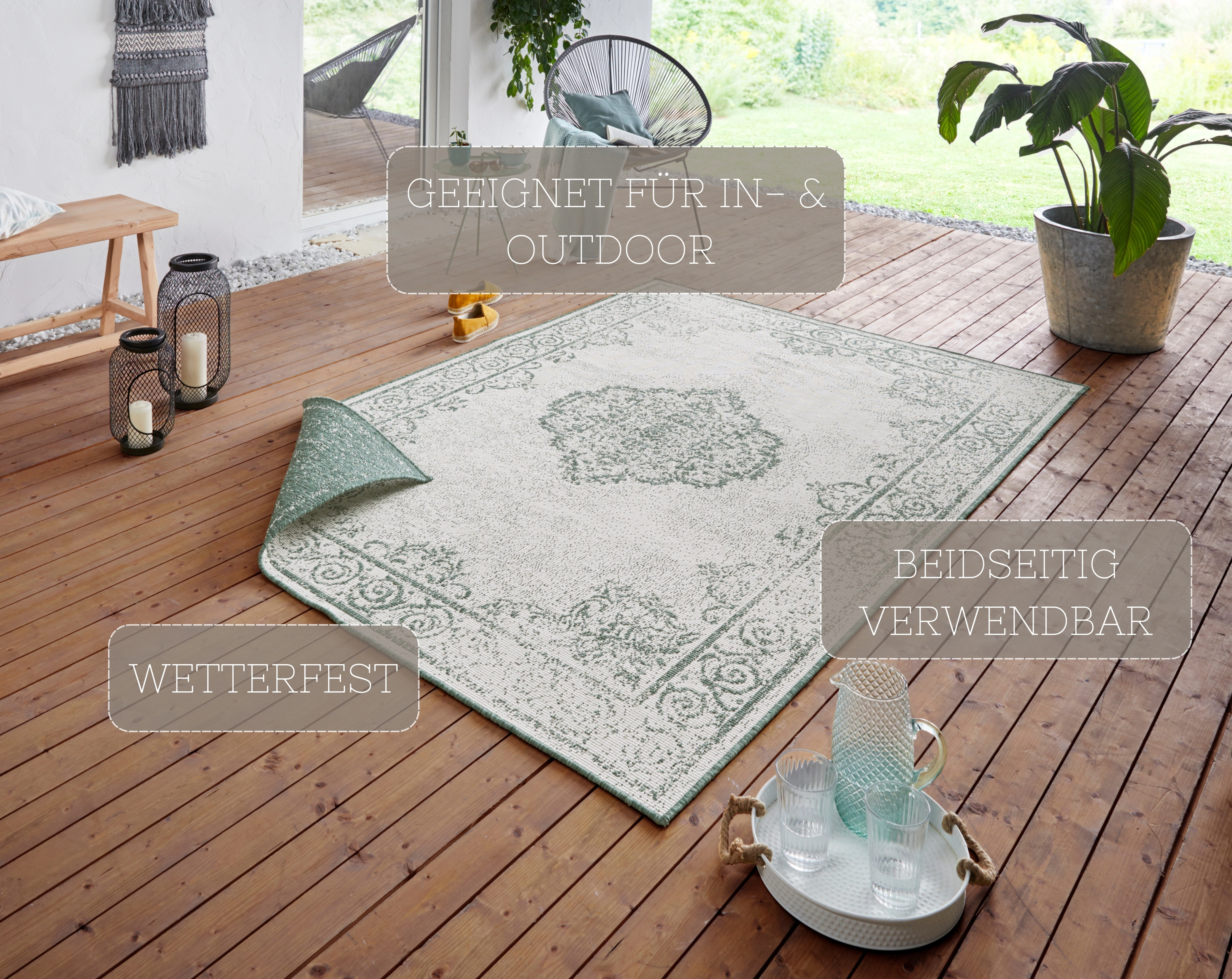 NORTHRUGS Teppich »CEBU Wendeteppich«, rechteckig, 5 mm Höhe, In-& Outdoor, günstig online kaufen