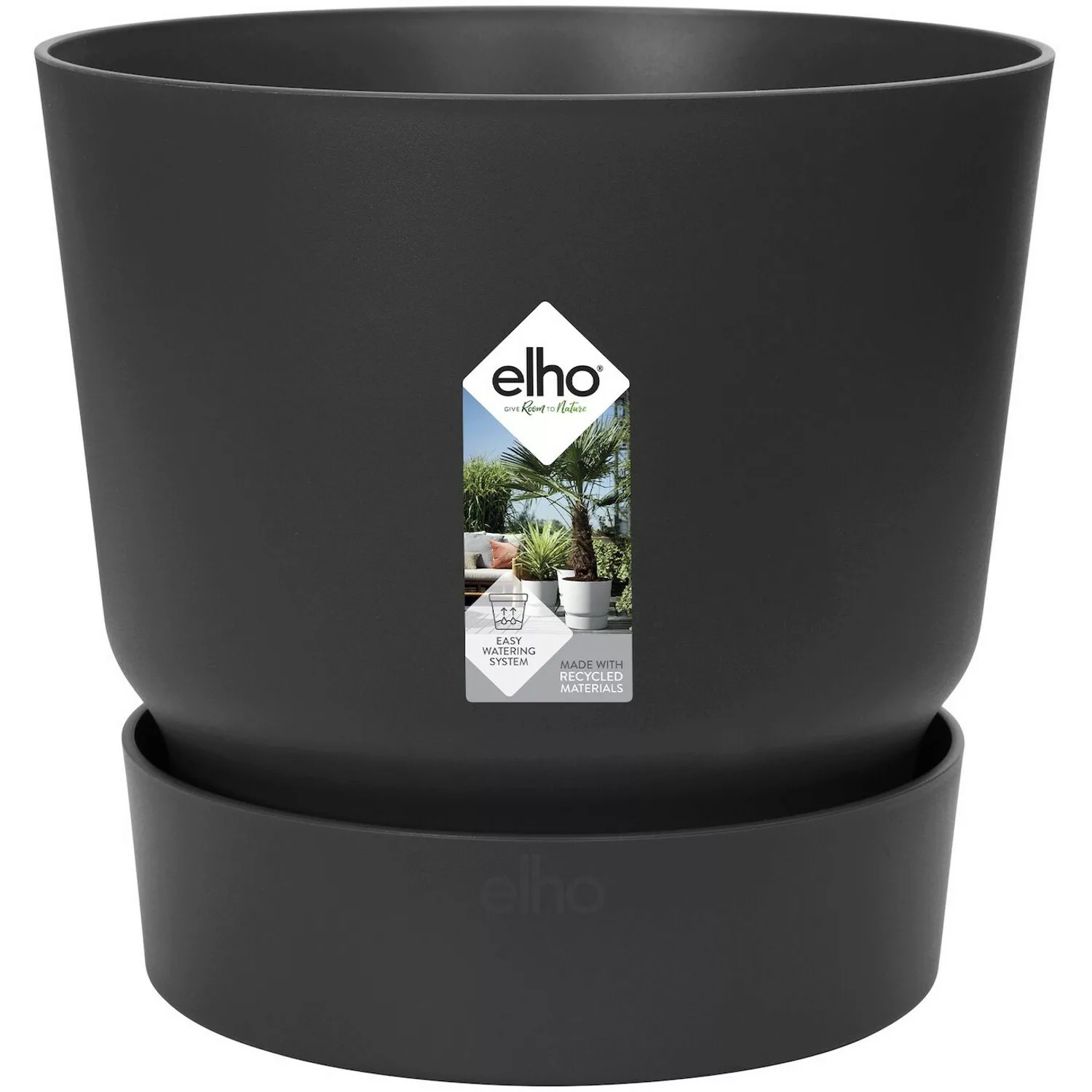 Elho Blumentopf Greenville Rund 14 cm Living Schwarz günstig online kaufen