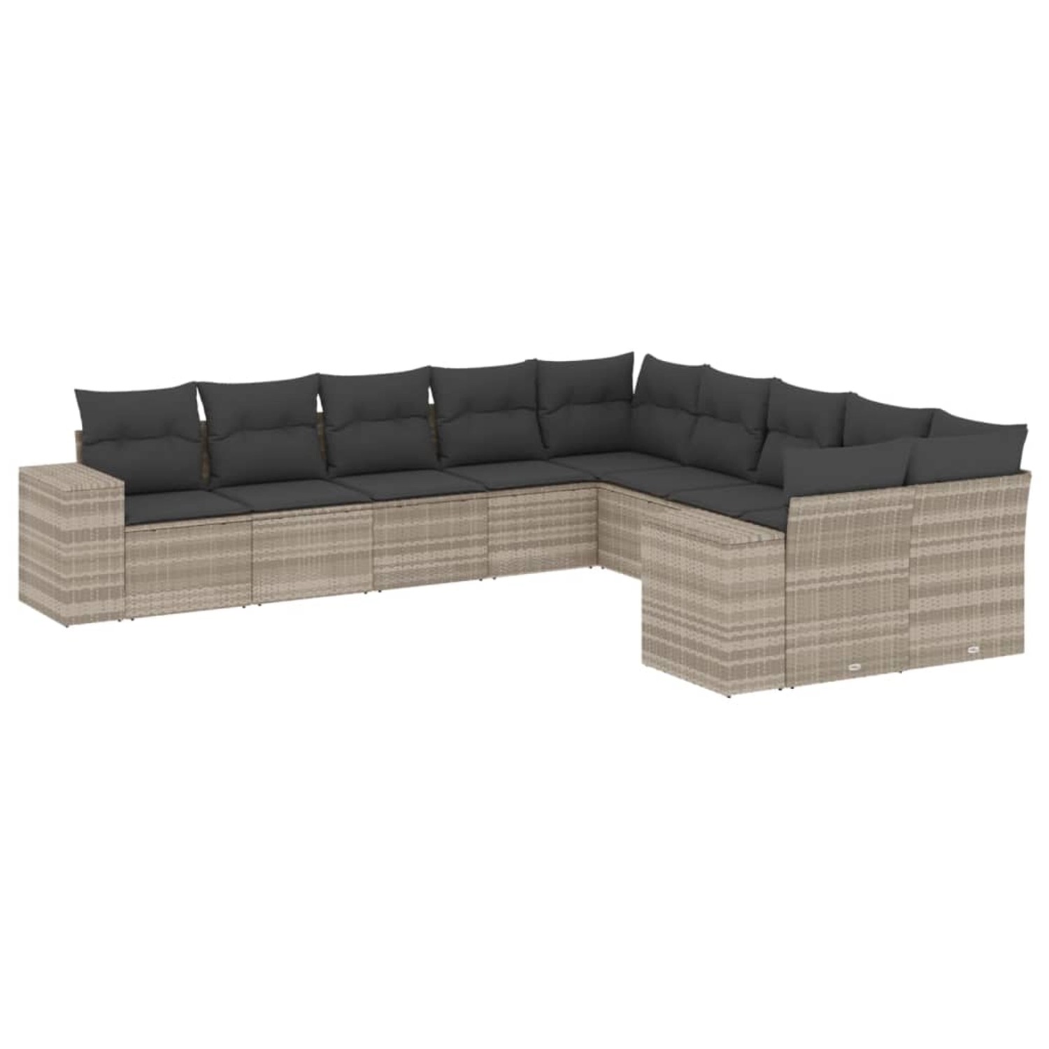 vidaXL 10-Tlg Garten-Sofagarnitur mit Kissen Hellgrau Poly Rattan 3255449 günstig online kaufen