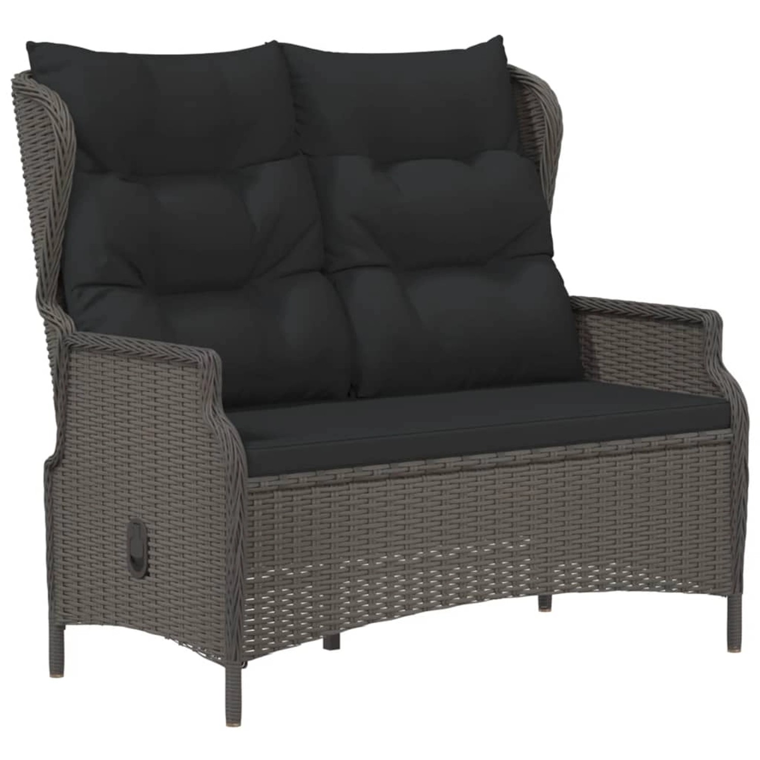 vidaXL Gartenbank 2-Sitzer mit Kissen Schwarz Poly Rattan günstig online kaufen