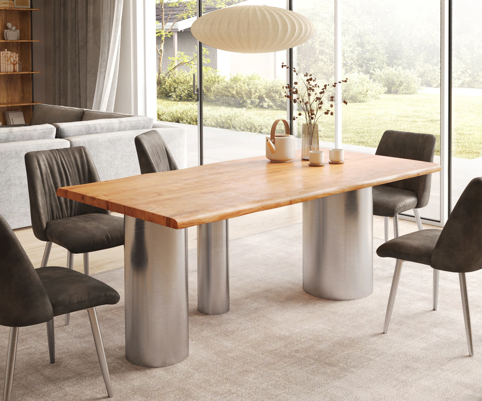 Esstisch Edge 200x100 Akazie Natur Troa Edelstahl gebürstet Live-Edge günstig online kaufen