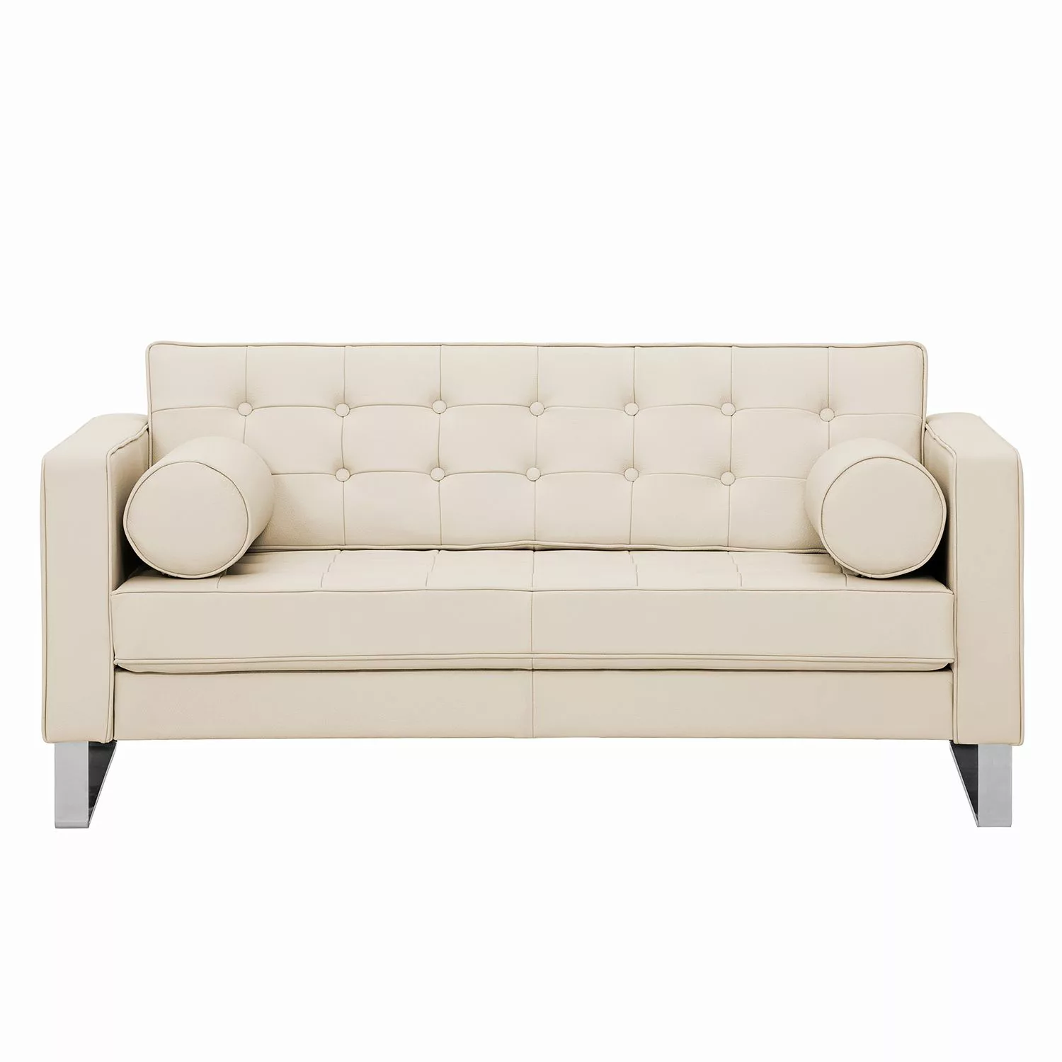 home24 Fredriks Sofa Chelsea 2-Sitzer Creme Echtleder 146x68x85 cm (BxHxT) günstig online kaufen