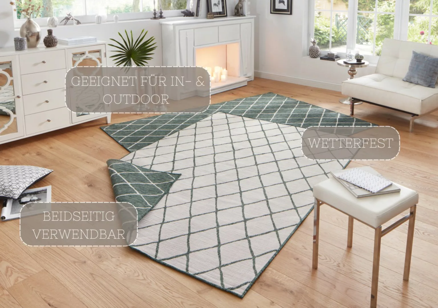 NORTHRUGS Teppich »Malaga Wendeteppich«, rechteckig, 5 mm Höhe, In-& Outdoo günstig online kaufen