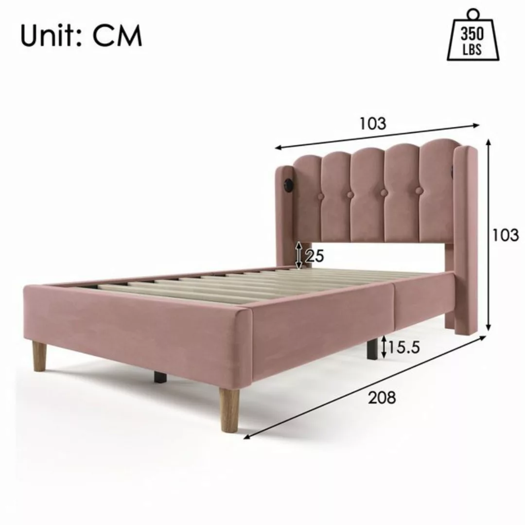 REDOM Polsterbett Einzelbett mit USB Typ C Ladefunktion (90 x 200 cm Bettge günstig online kaufen