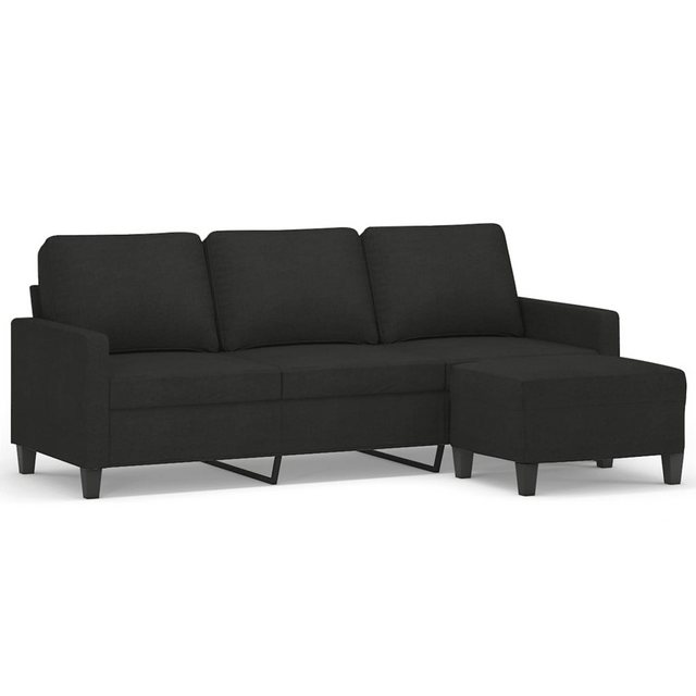 vidaXL Sofa 3-Sitzer-Sofa mit Hocker Stoff, Schwarz günstig online kaufen