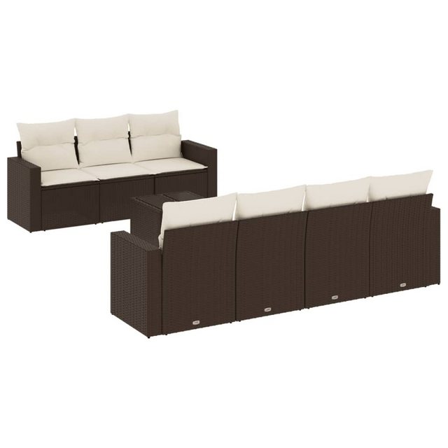 vidaXL Sofaelement 8-tlg. Garten-Sofagarnitur mit Kissen Braun Poly Rattan günstig online kaufen