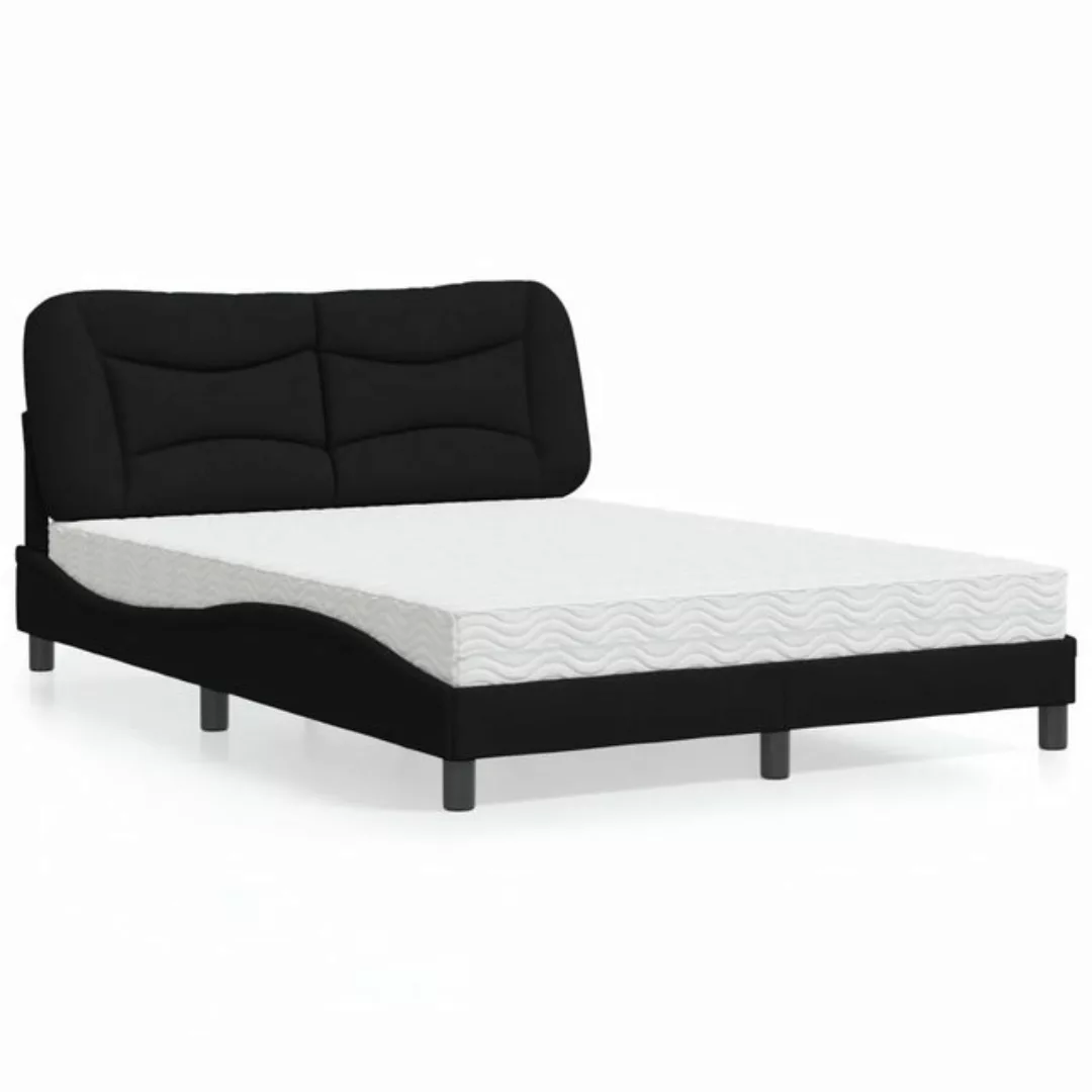 vidaXL Bettgestell Bett mit Matratze Schwarz 140x200 cm Stoff Bett Bettgest günstig online kaufen