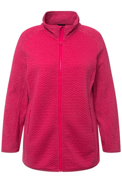 Ulla Popken Sweatjacke Strickfleece-Jacke Stickerei Stehkragen günstig online kaufen