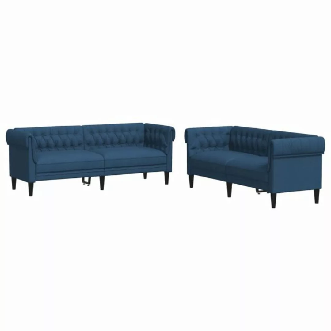 vidaXL Sofa, 2-tlg. Sofagarnitur Blau Stoff günstig online kaufen