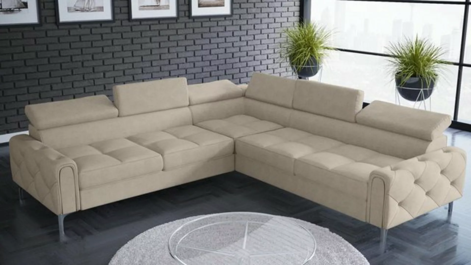 JVmoebel Ecksofa Graues Luxus Ecksofa Moderne Wohnlandschaft Polster Sofa N günstig online kaufen