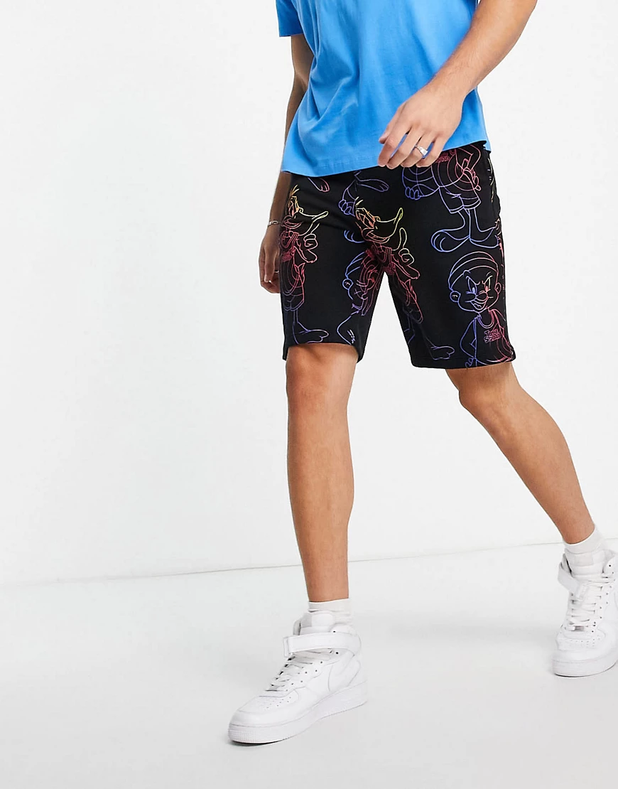 Pull&Bear – Space Jam – Shorts mit durchgehendem, gemaltem Print, Kombiteil günstig online kaufen