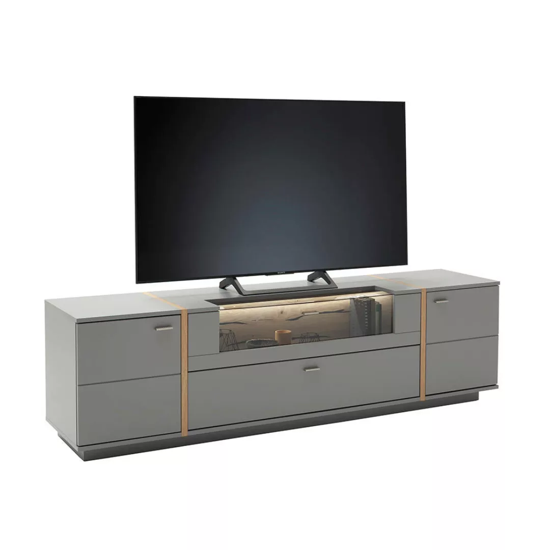 TV-Schrank mit Klapptür und Glaseinsatz SAVANNAH-05 in grau lackiert mit Ei günstig online kaufen