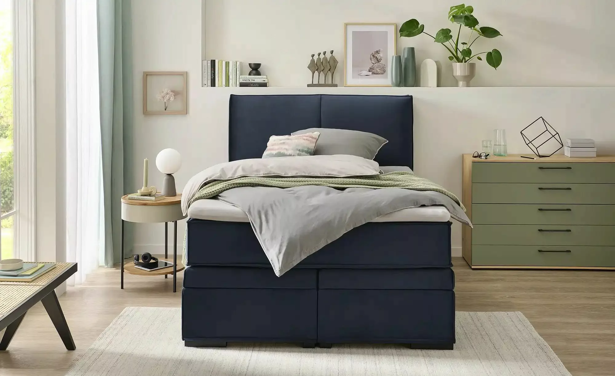 Boxi Boxspringbett mit Bettkasten Boxi Urban ¦ blau ¦ Maße (cm): B: 140 H: günstig online kaufen