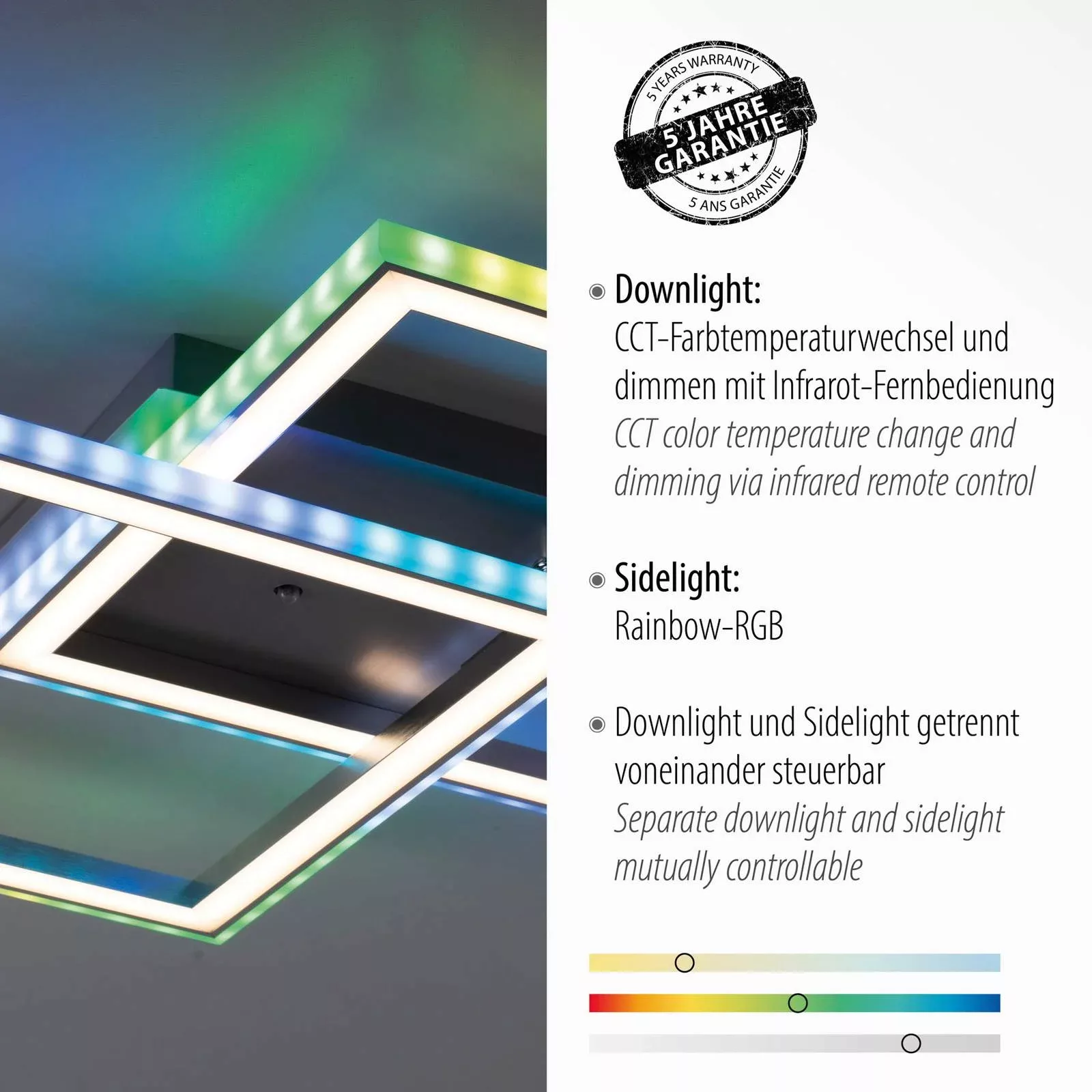 LED-Deckenleuchte Felix60, 44,5x44,5cm günstig online kaufen