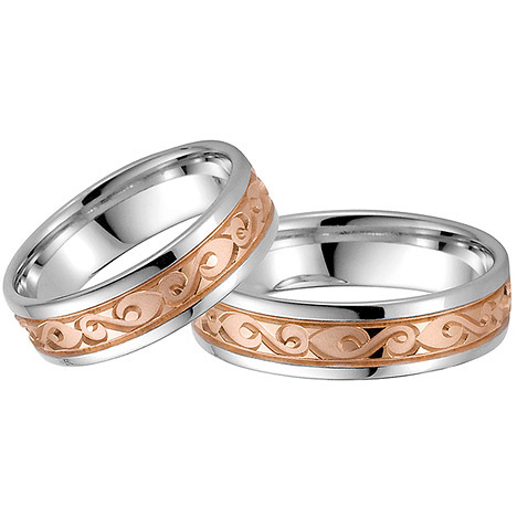 LOVE by Goettgen Trauringe Paar, Weiss/Rosé 333 Gold, Eheringe günstig online kaufen