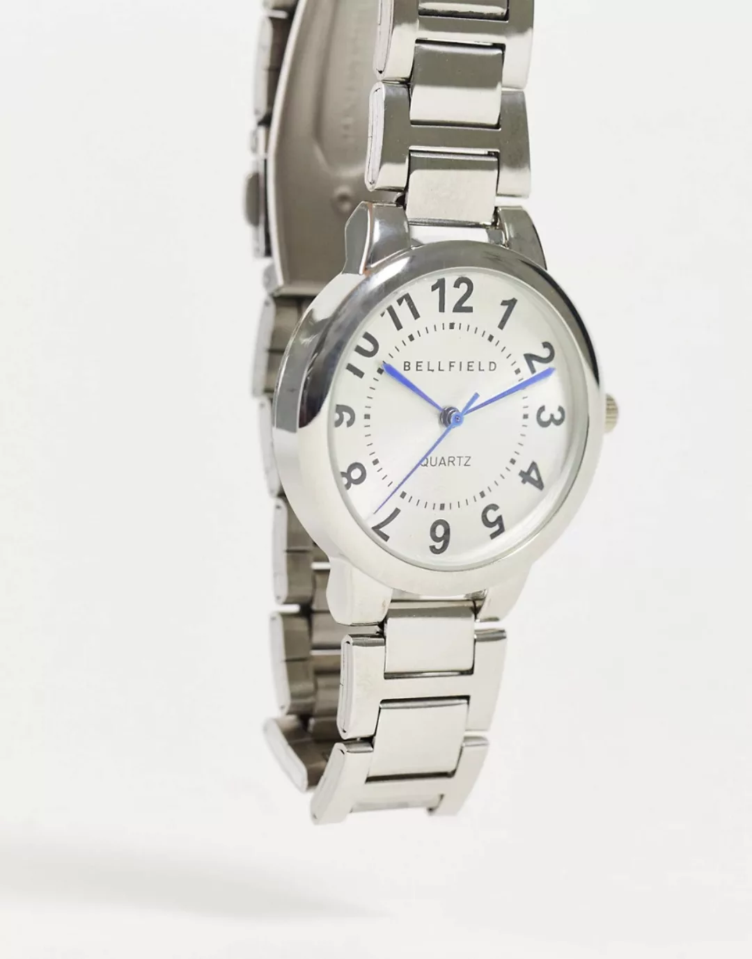 Bellfield – Silberfarbene Damenarmbanduhr mit weißem Ziffernblatt günstig online kaufen